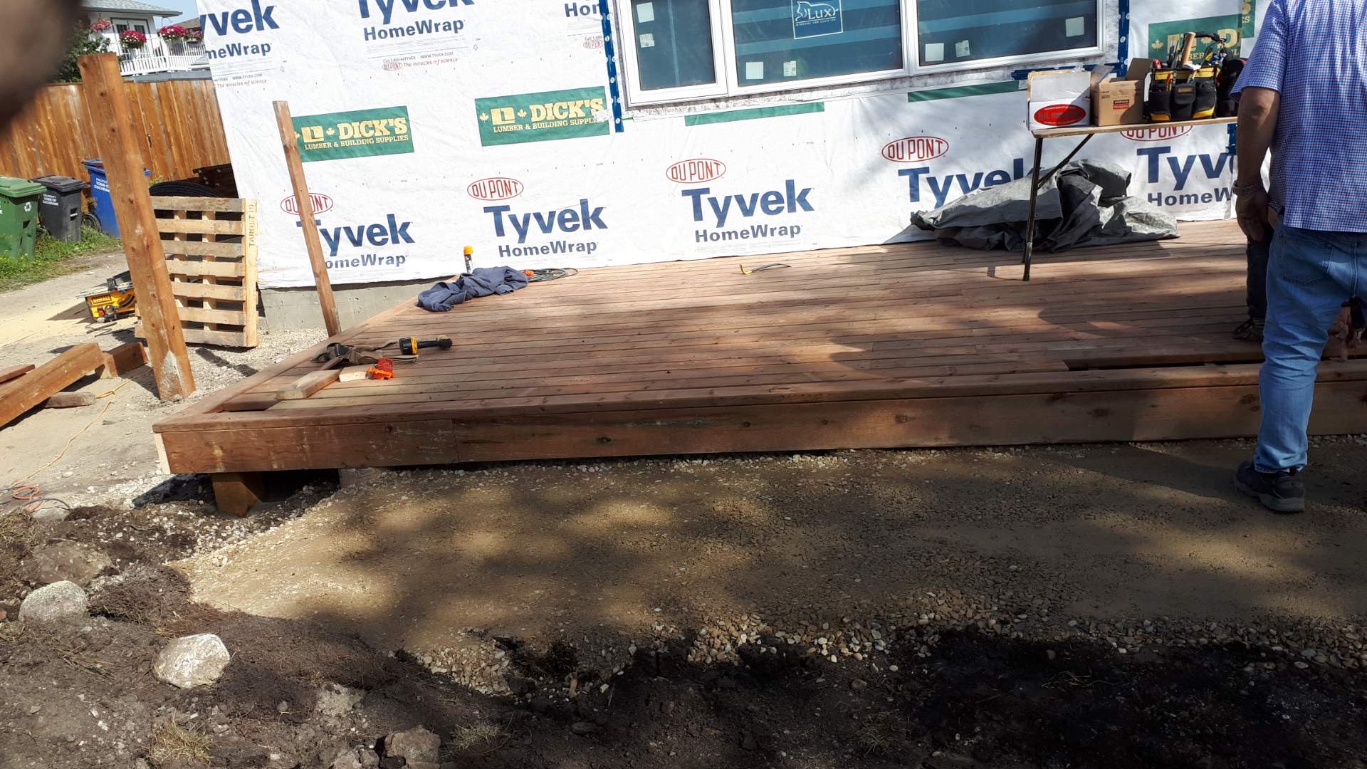 New cedar deck build at a residential home