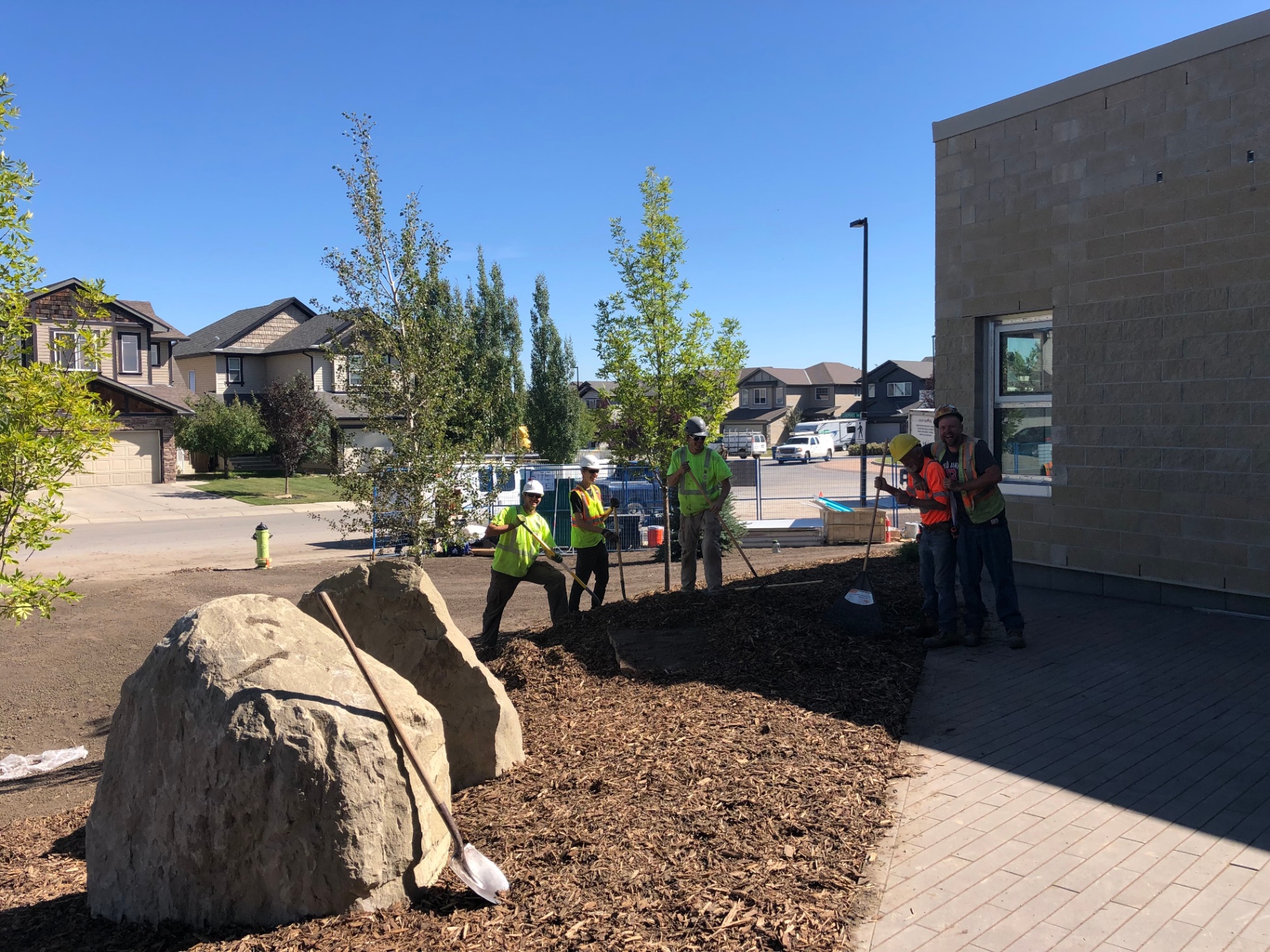 All Star Landscaping crew on a Calgary commercial project