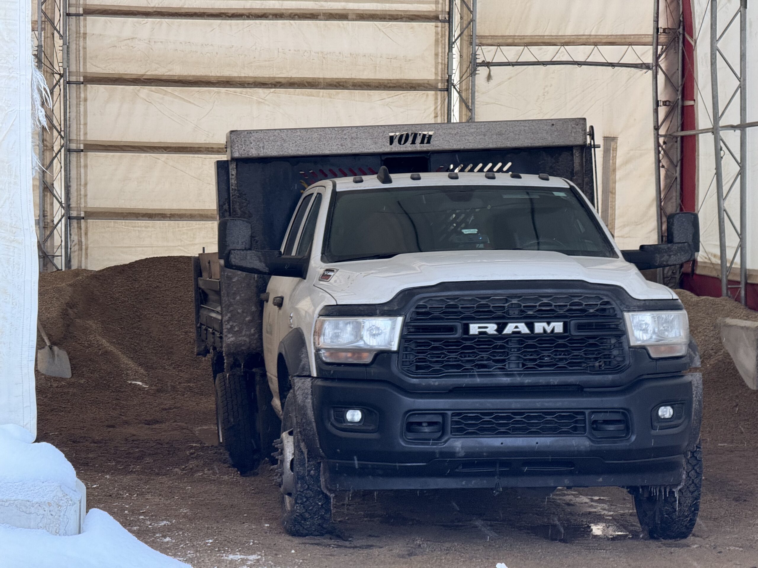 All Star truck loaded with bulk soil at the supply yard